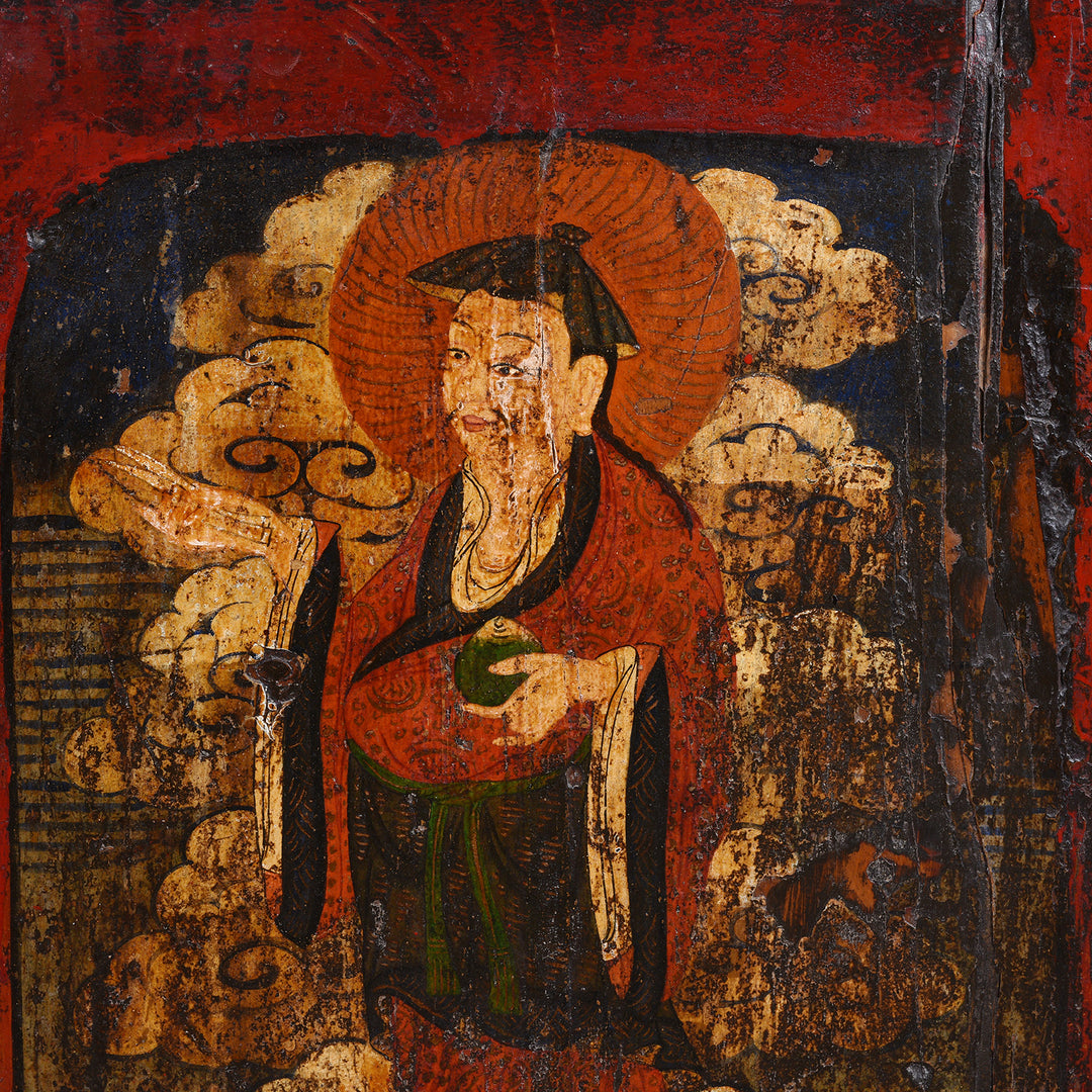 Door Panel Painting Detail From Painted Tibetan Pegam Side Cabinet - Early 19thC | Indigo Antiques
