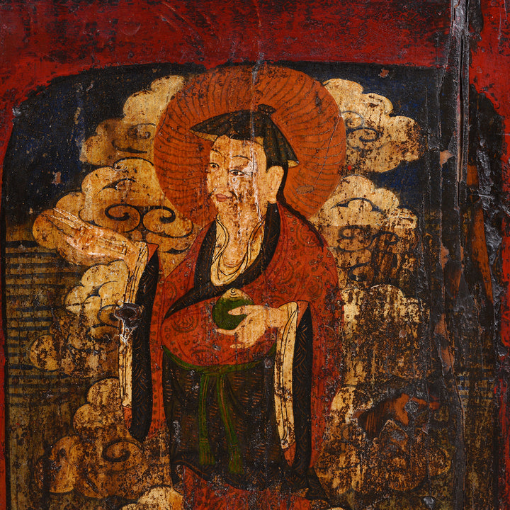 Door Panel Painting Detail From Painted Tibetan Pegam Side Cabinet - Early 19thC | Indigo Antiques
