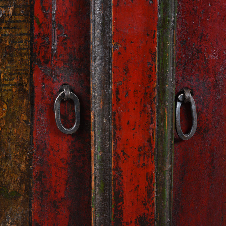 Door Detail From Painted Tibetan Pegam Side Cabinet - Early 19thC | Indigo Antiques