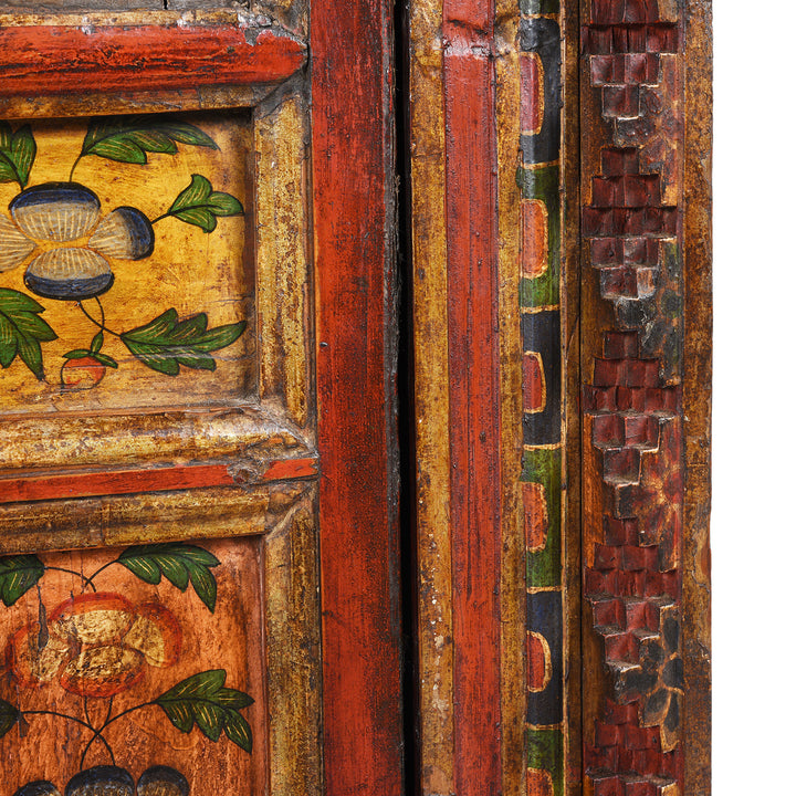 Detail From Painted Tibetan Chosham Shrine Cabinet - Early 19thC | Indigo Antiques