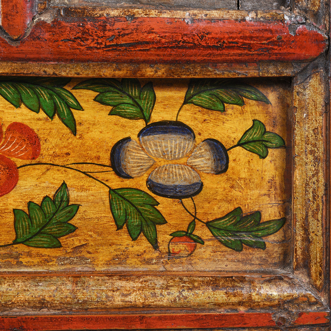 Paintwork Detail From Painted Tibetan Chosham Shrine Cabinet - Early 19thC | Indigo Antiques
