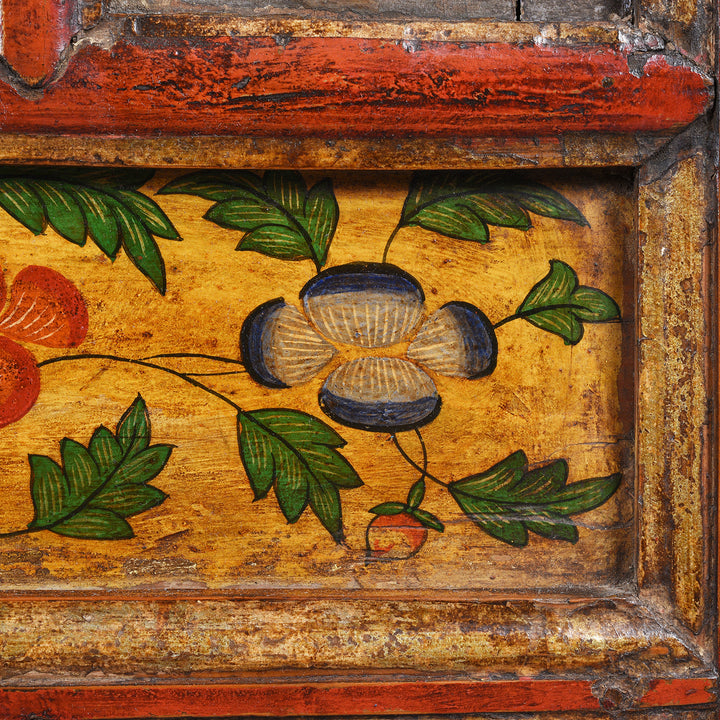 Paintwork Detail From Painted Tibetan Chosham Shrine Cabinet - Early 19thC | Indigo Antiques