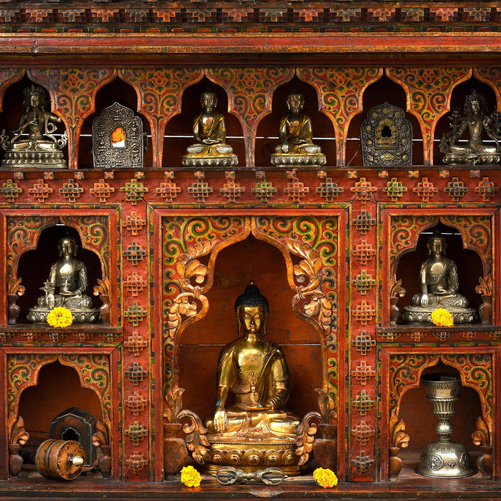 Painted Tibetan Chosham Shrine Cabinet - Early 19th Century