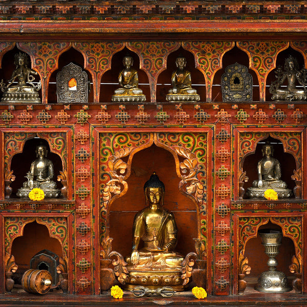Painted Tibetan Chosham Shrine Cabinet - Early 19thC