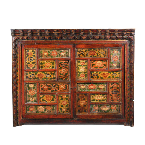Painted Tibetan Chosham Shrine Cabinet - Early 19thC