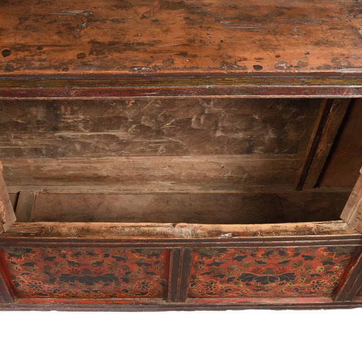 Internal detail of an Antique Painted Altar Cabinet from Tibet - 19thC | Indigo Antiques