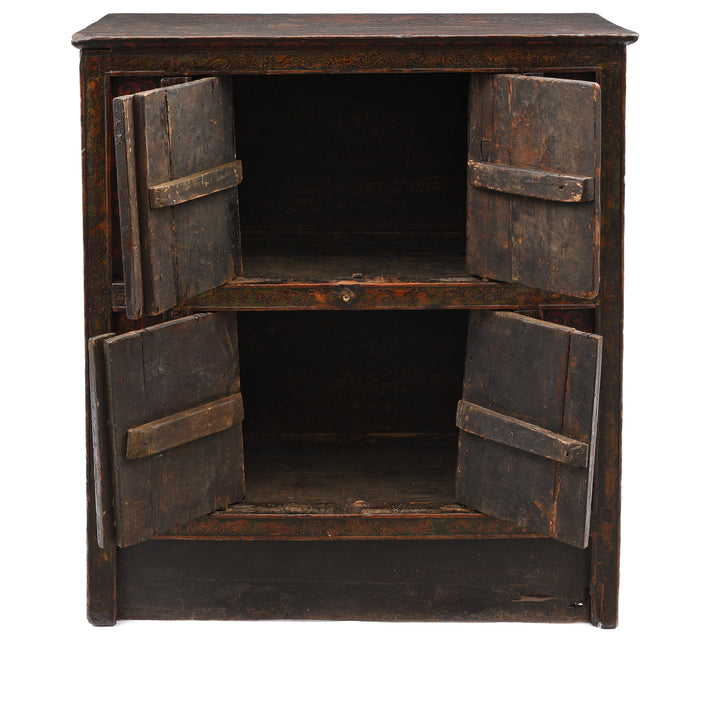 Open Detail From an Antique Painted Tibetan Altar Cabinet With Original Dragon Painting - Early 19th Century | Indigo Antiques