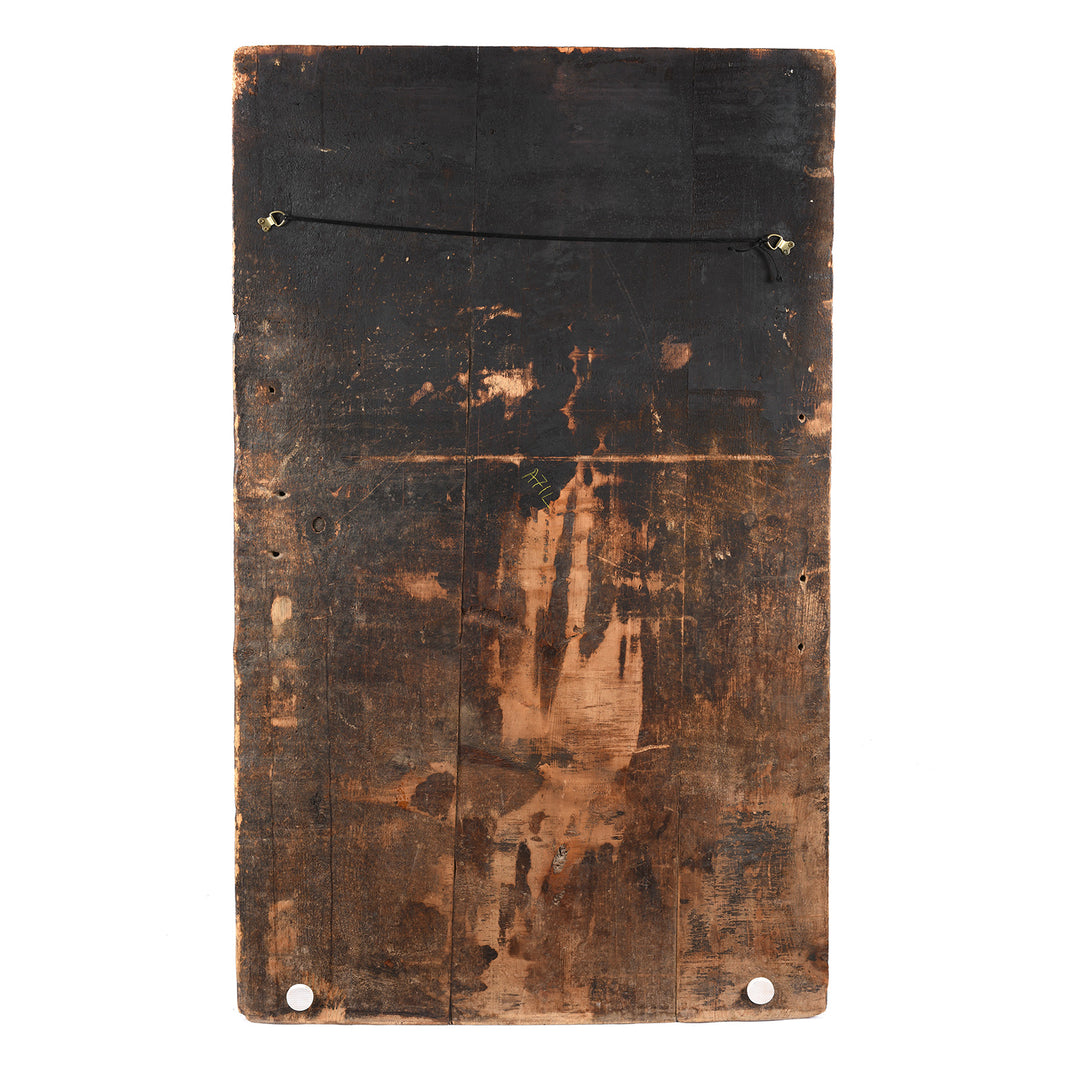 Reverse Of Tibetan Painted Panel of Güsh Khaan With Tiger - 18thC | Indigo Antiques