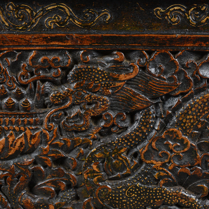 Dragon Detail From Painted Choksar Prayer Table from Tibet - 18thC | Indigo Antiques