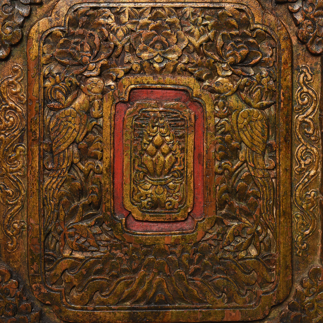Side Detail From Painted Choksar Prayer Table from Tibet - 18thC | Indigo Antiques