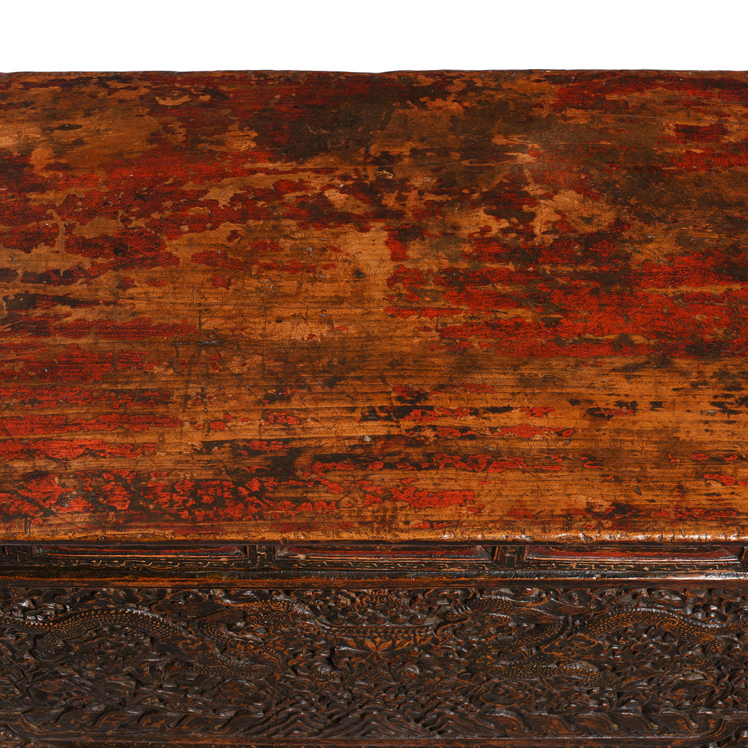 Surface Top Detail From Painted Choksar Prayer Table from Tibet - 18thC | Indigo Antiques