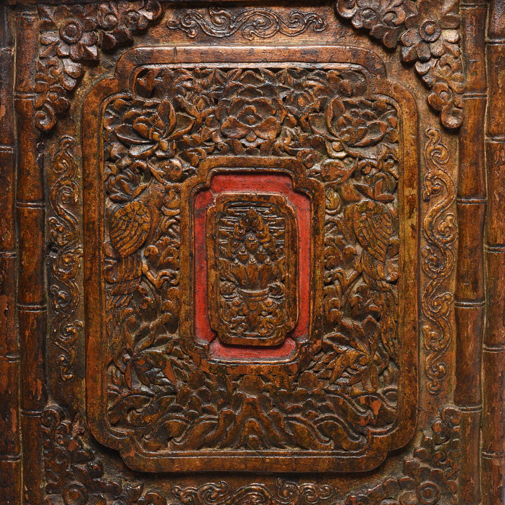Side Detail From Painted Choksar Prayer Table from Tibet - 18thC | Indigo Antiques