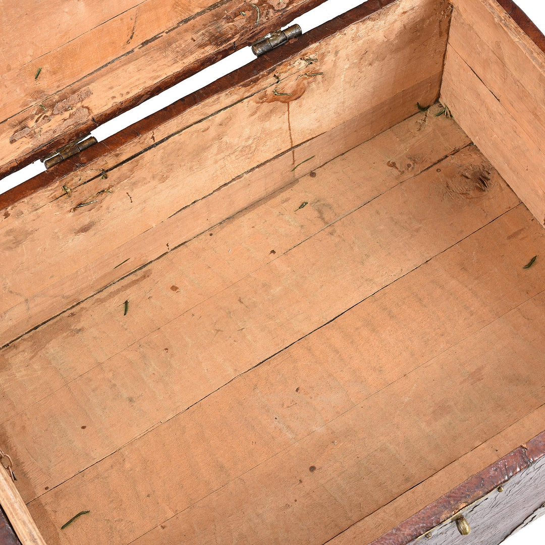 Interior Of Tibetan Brass Bound Leather Trunk - 19thC | Indigo Antiques