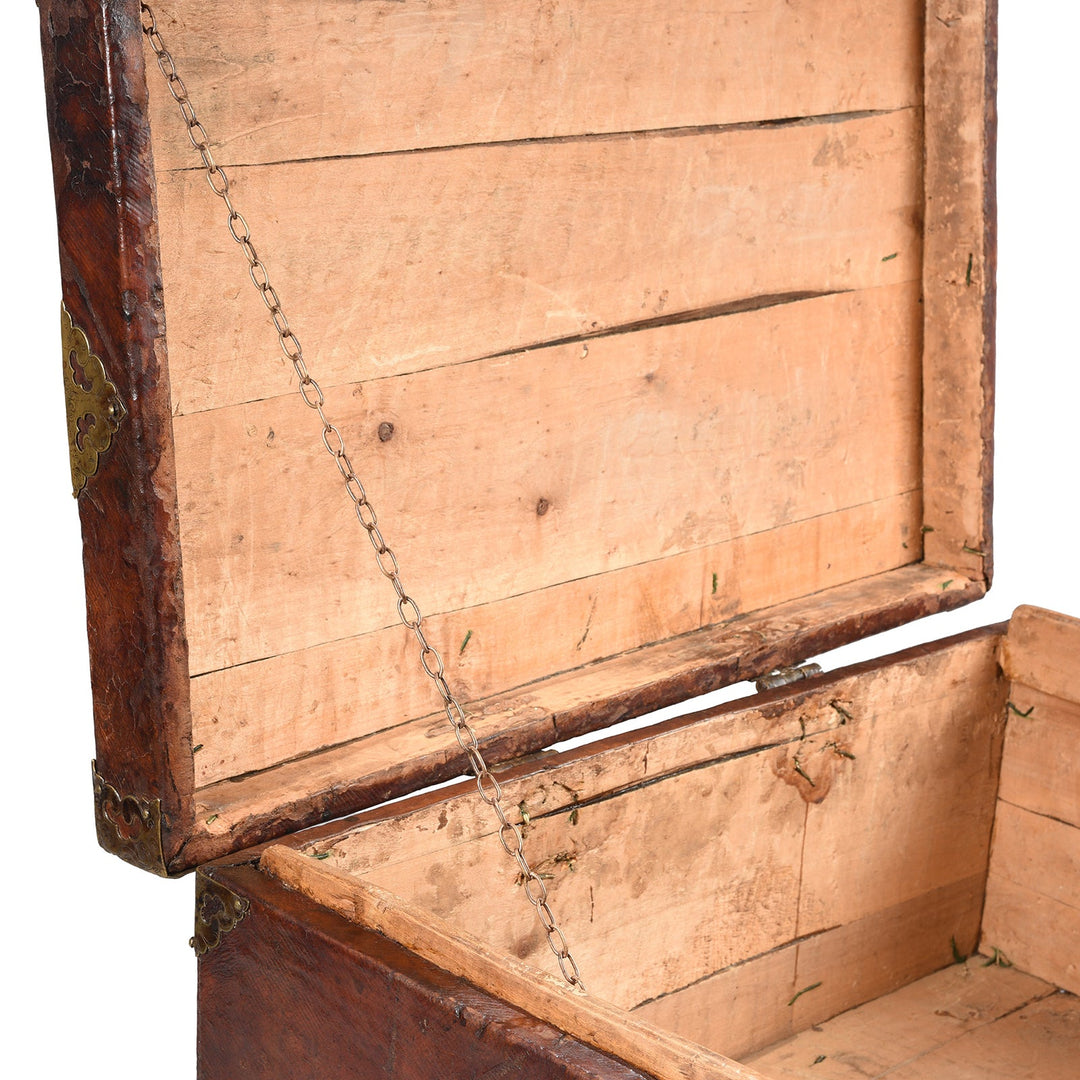 Chain Detail From Tibetan Brass Bound Leather Trunk - 19thC | Indigo Antiques