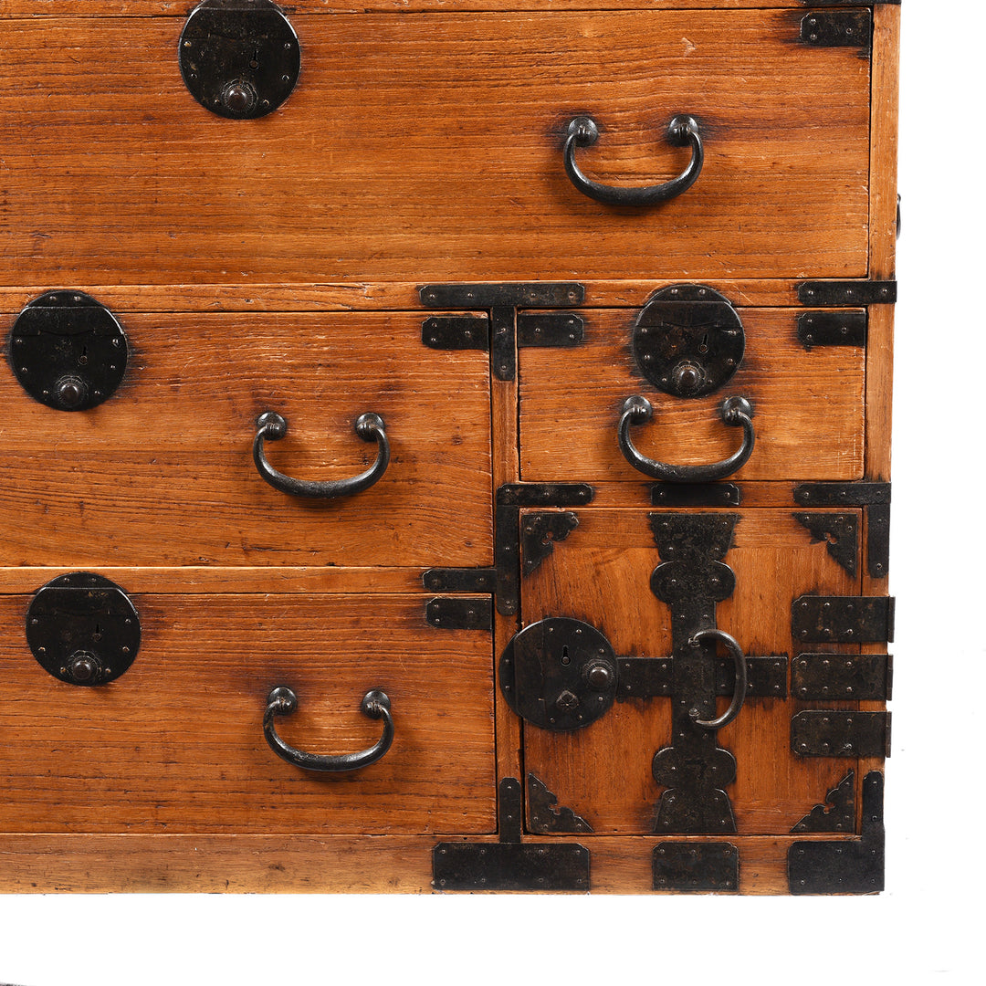 Detail From Japanese Chest - Japanese Choba Dansu  - Meiji Period | Indigo Antiques