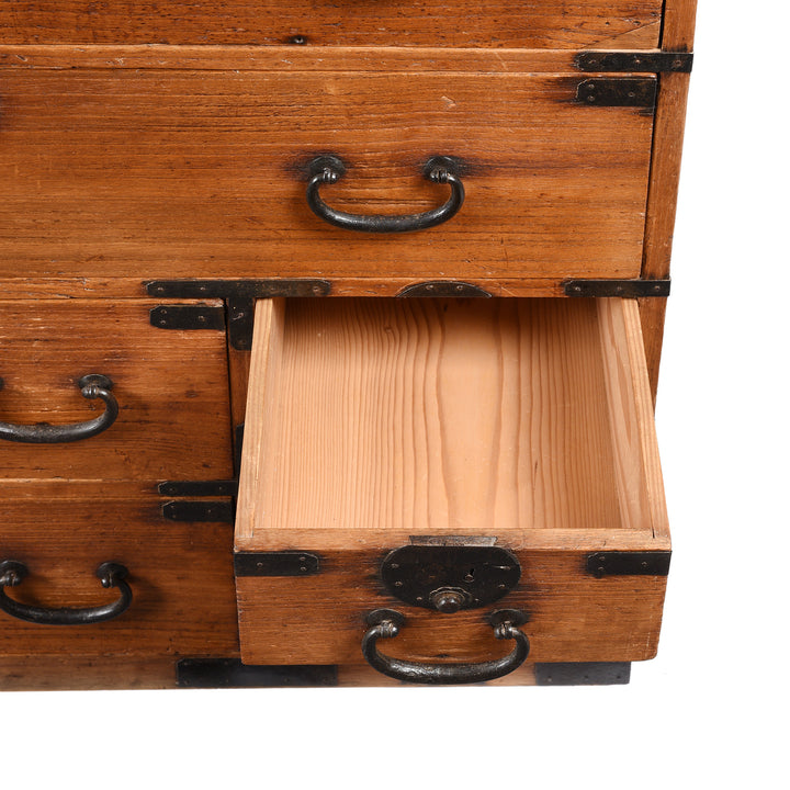Drawer Detail From Japanese Chest - Japanese Choba Dansu  - Meiji Period | Indigo Antiques