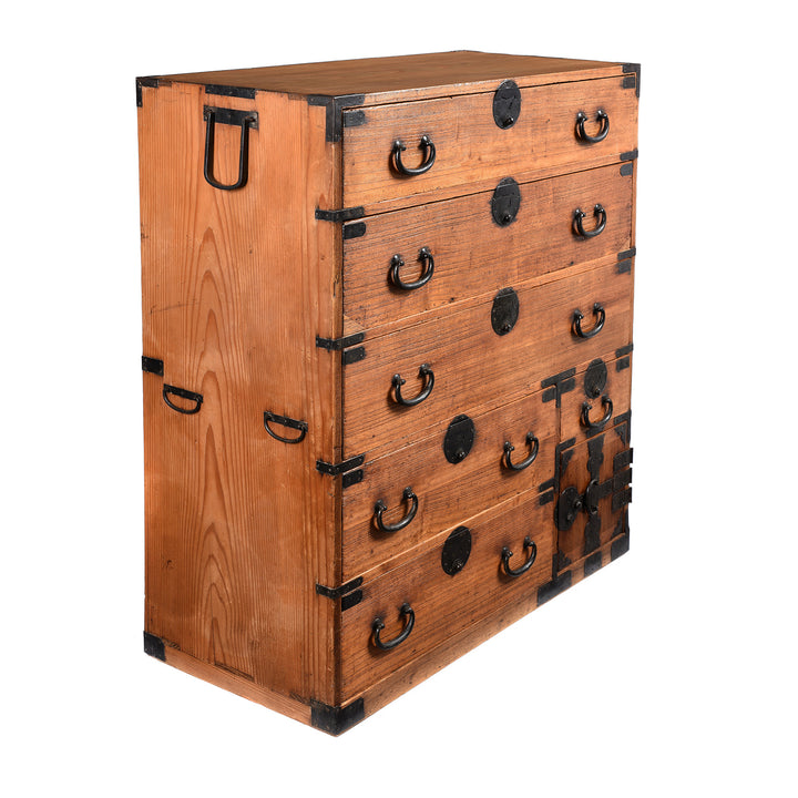 Angled View Of Japanese Chest - Japanese Choba Dansu  - Meiji Period | Indigo Antiques