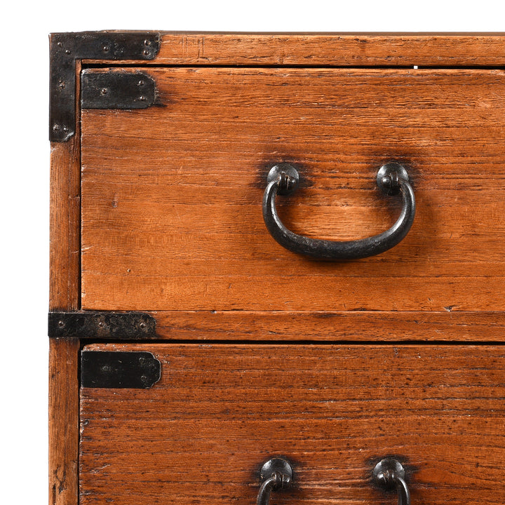 Corner Detail From Japanese Chest - Japanese Choba Dansu  - Meiji Period | Indigo Antiques