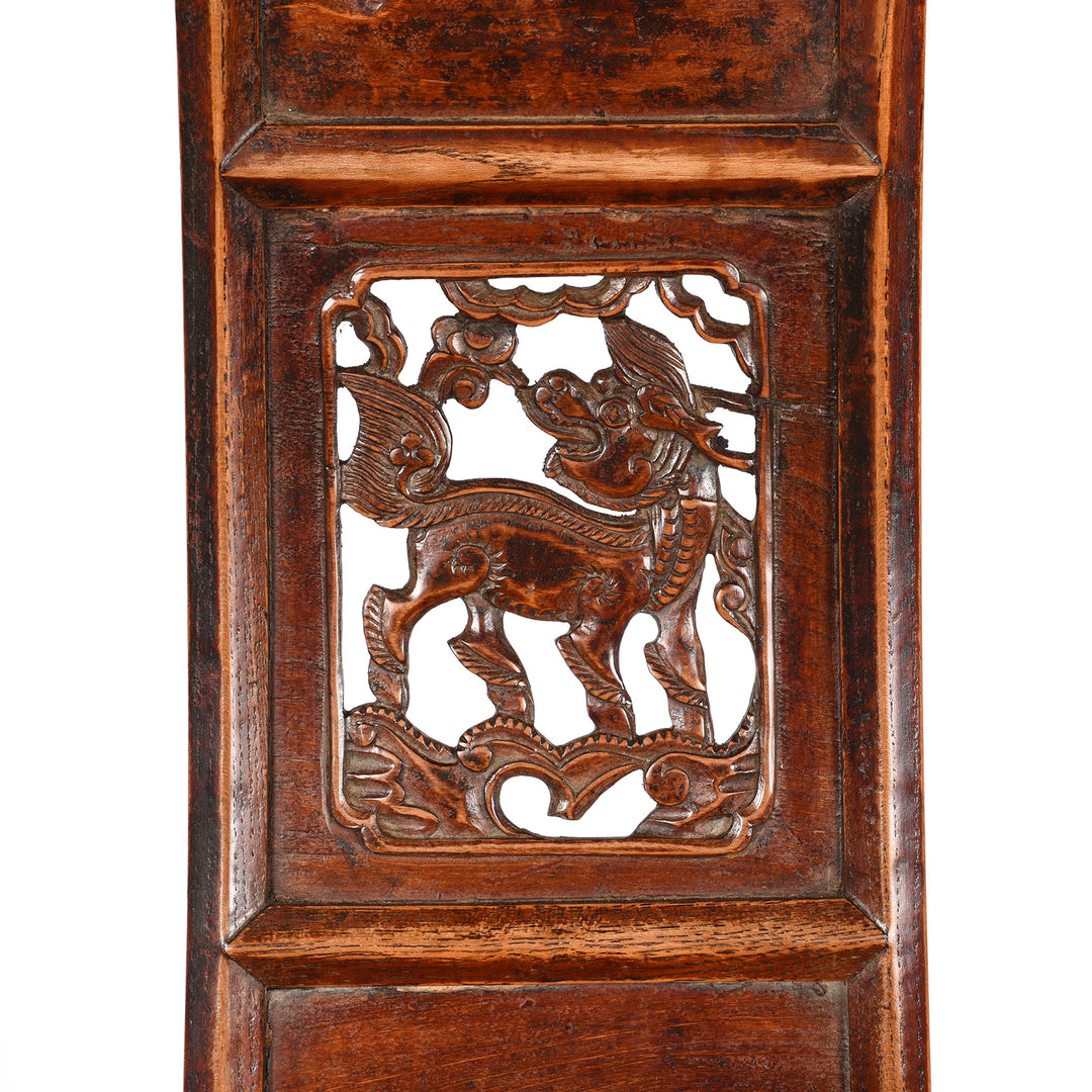 Carving Detail From Option One Antique Carved Officials Hat Chair From Shanxi - Late 19thC| Indigo Antiques 