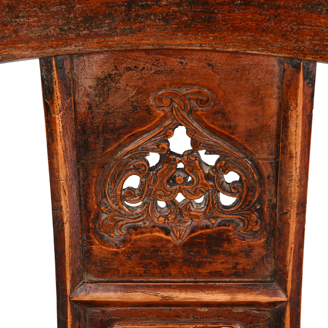 Carving Detail From Option One Antique Carved Officials Hat Chair From Shanxi - Late 19thC| Indigo Antiques 