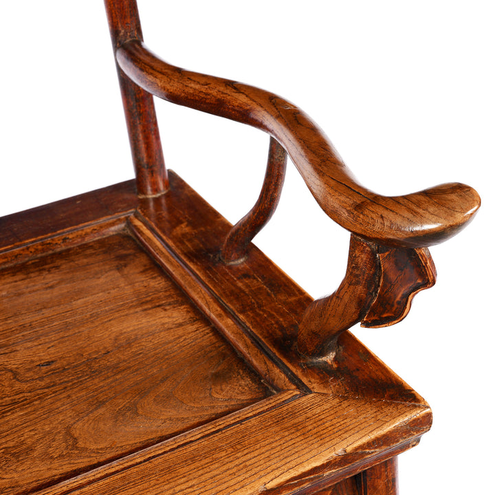 Arm Rest Detail From Option One Antique Carved Officials Hat Chair From Shanxi - Late 19thC| Indigo Antiques 