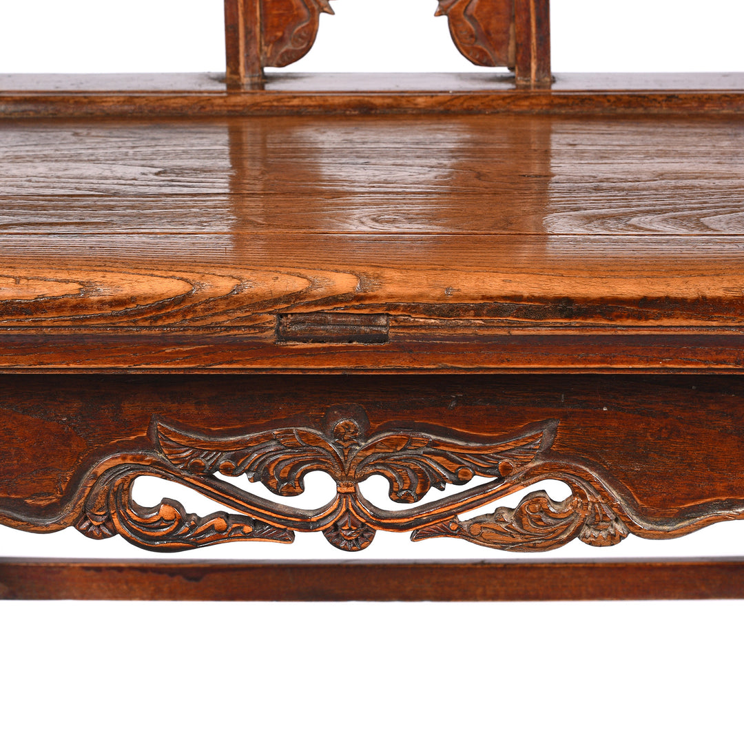 Carving Detail From Option One Antique Carved Officials Hat Chair From Shanxi - Late 19thC| Indigo Antiques 