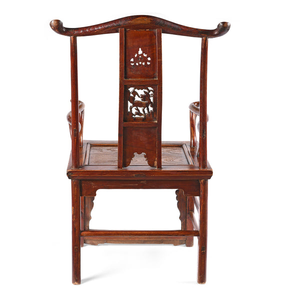 Pair of Carved Officials Hat Chairs From Shanxi - Late 19th Century