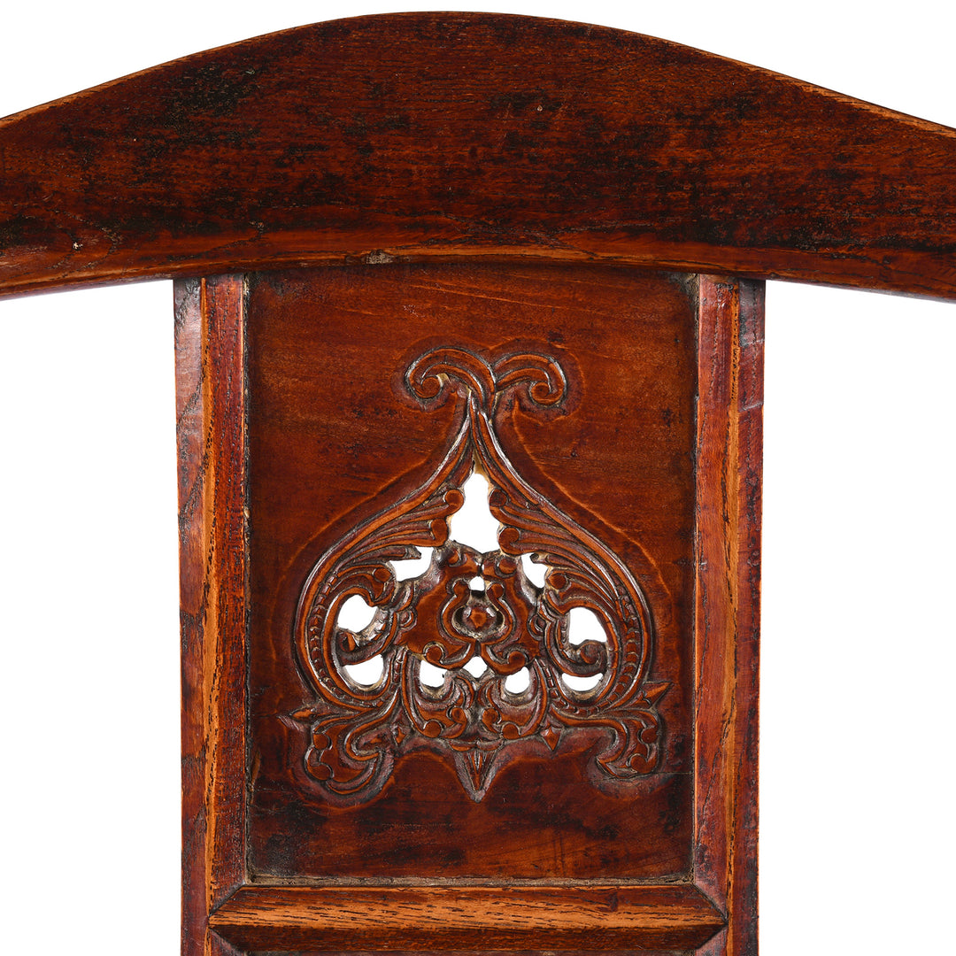 Carving Detail From Option 2 Antique Carved Officials Hat Chair From Shanxi - Late 19th Century | Indigo Antiques 
