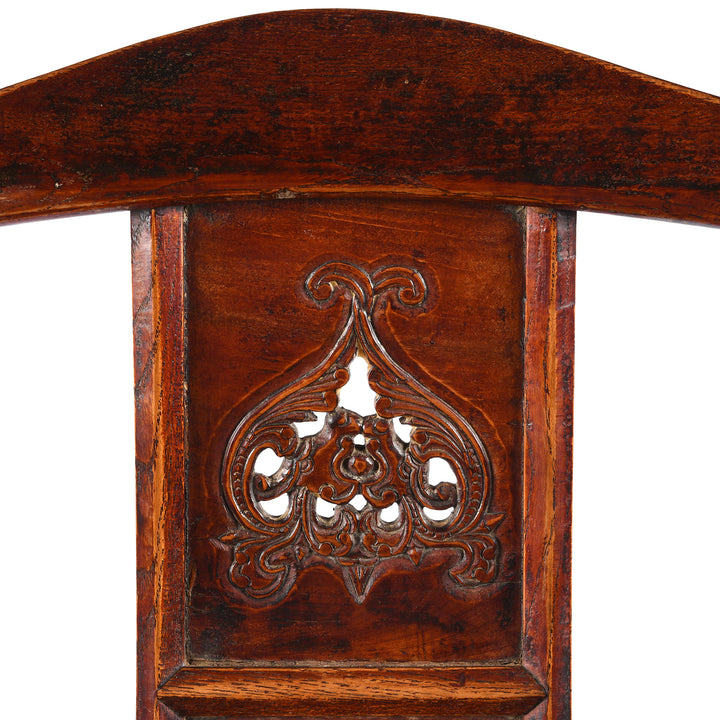 Carving Detail From Option 2 Antique Carved Officials Hat Chair From Shanxi - Late 19th Century | Indigo Antiques 