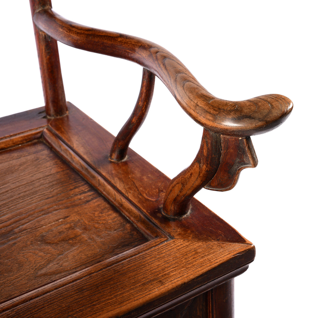 Arm Rest Detail From Option 2 Antique Carved Officials Hat Chair From Shanxi - Late 19th Century | Indigo Antiques 