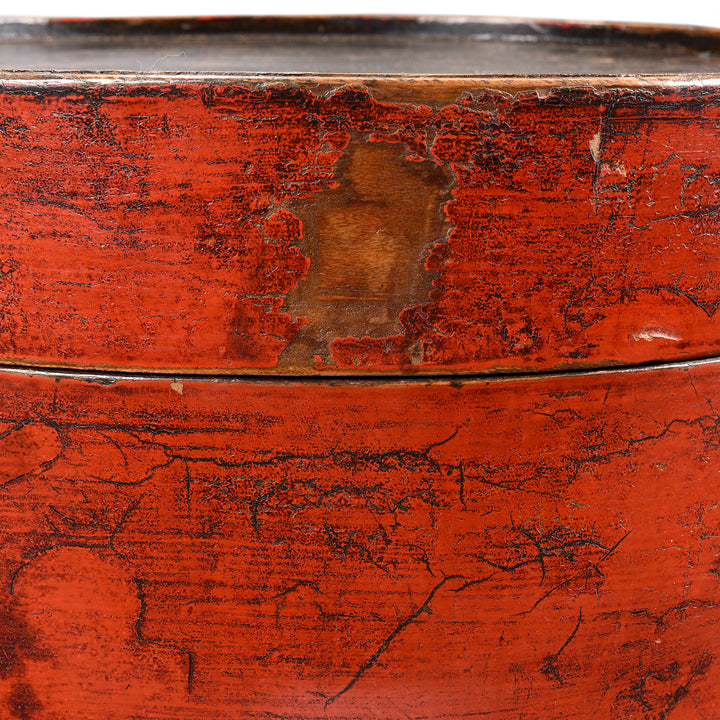 Detail From Red Lacquer Chinese Hat Box - 19thC | Indigo Antiques