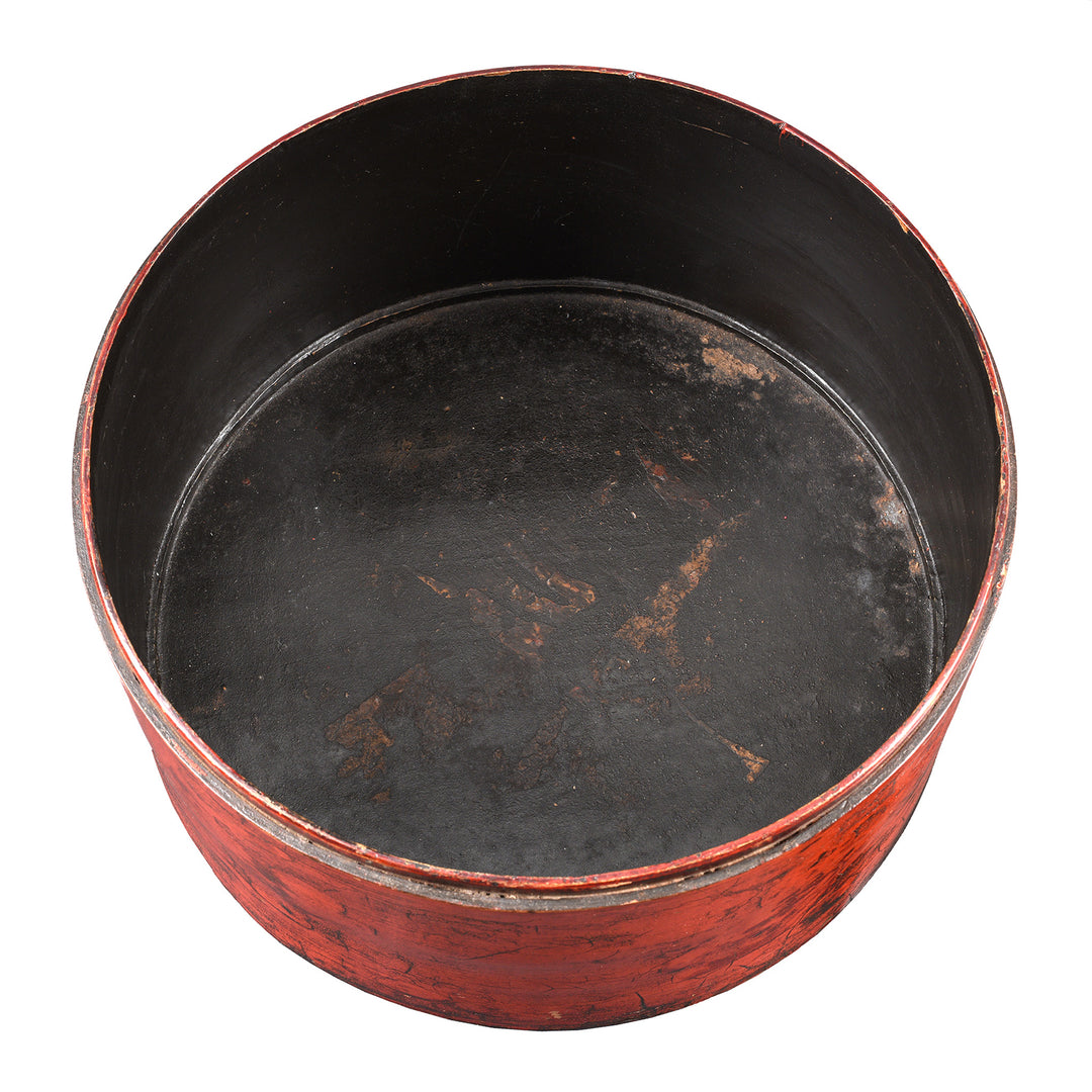 Interior Of Red Lacquer Chinese Hat Box - 19thC | Indigo Antiques