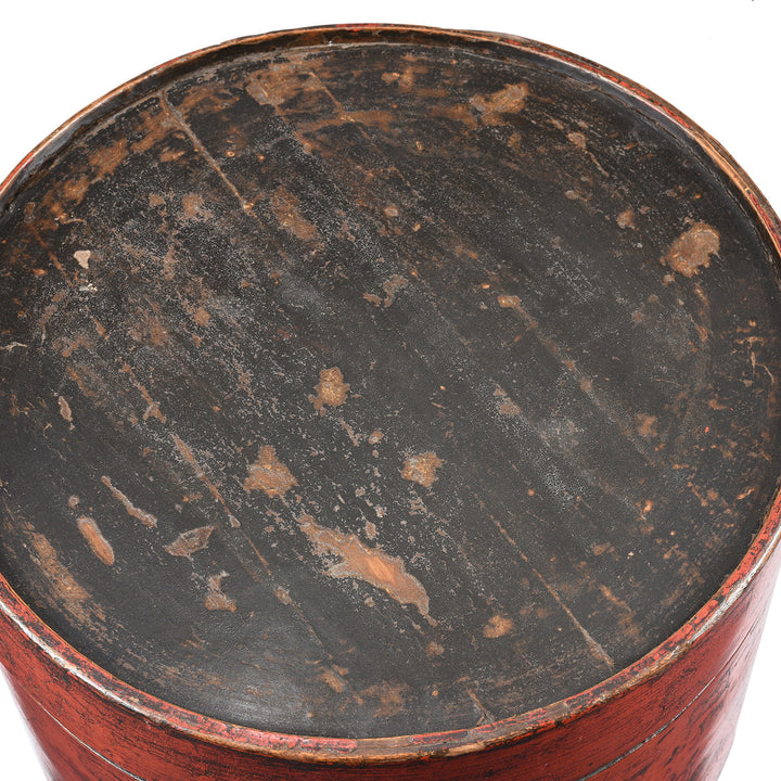 Top Of Red Lacquer Chinese Hat Box - 19thC | Indigo Antiques