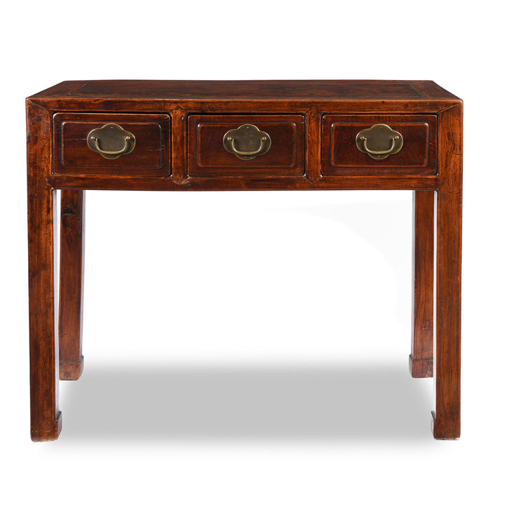 Antique 3 Drawer Red Elm Console Table From Shanxi - Late 19thC | Indigo Antiques