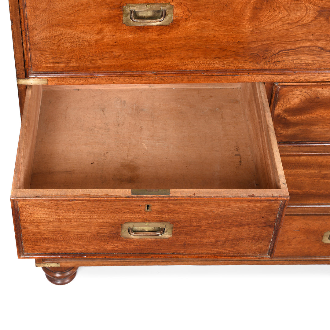 Drawer detail from an antique Chinese Export Secretaire Campaign Chest - Late 19thC