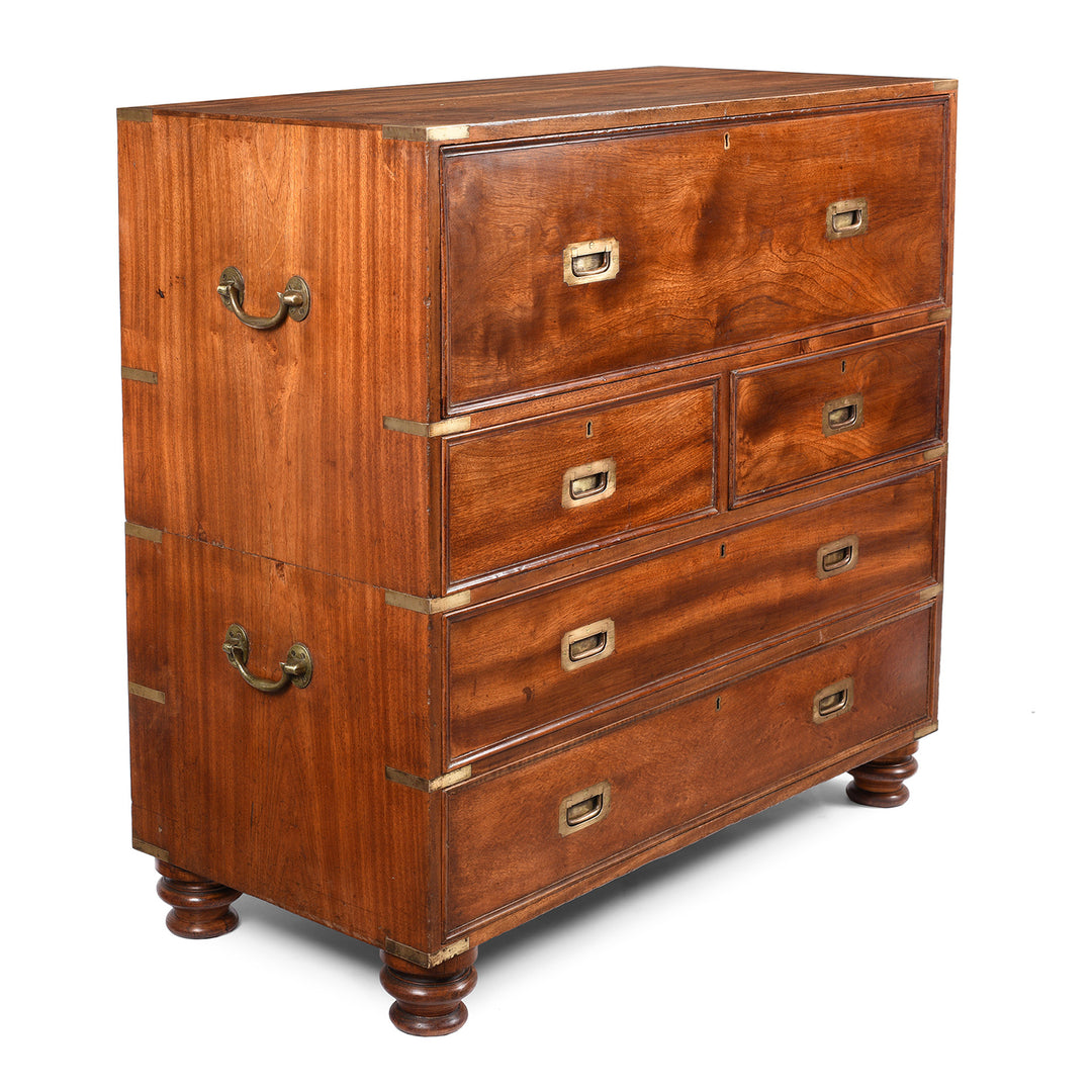 Side detail from an antique Chinese Export Secretaire Campaign Chest - Late 19thC