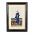 Framed Chinese Pith Painting Watercolour of A Dignitary - 19thC