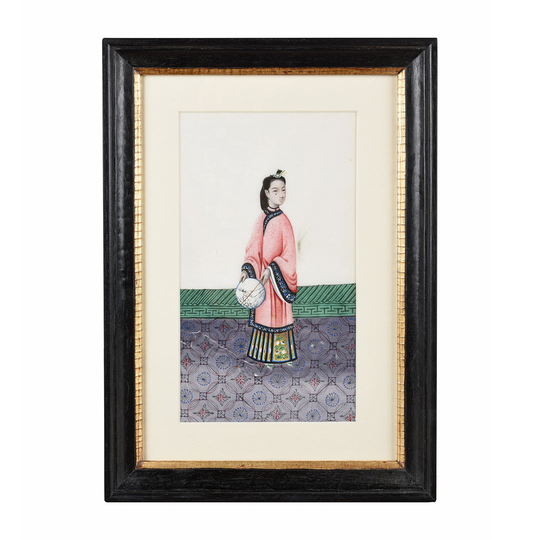 Antique Framed Chinese Watercolour Painting of A Dignitary on Pith Paper - 19thC I Indigo Antiques