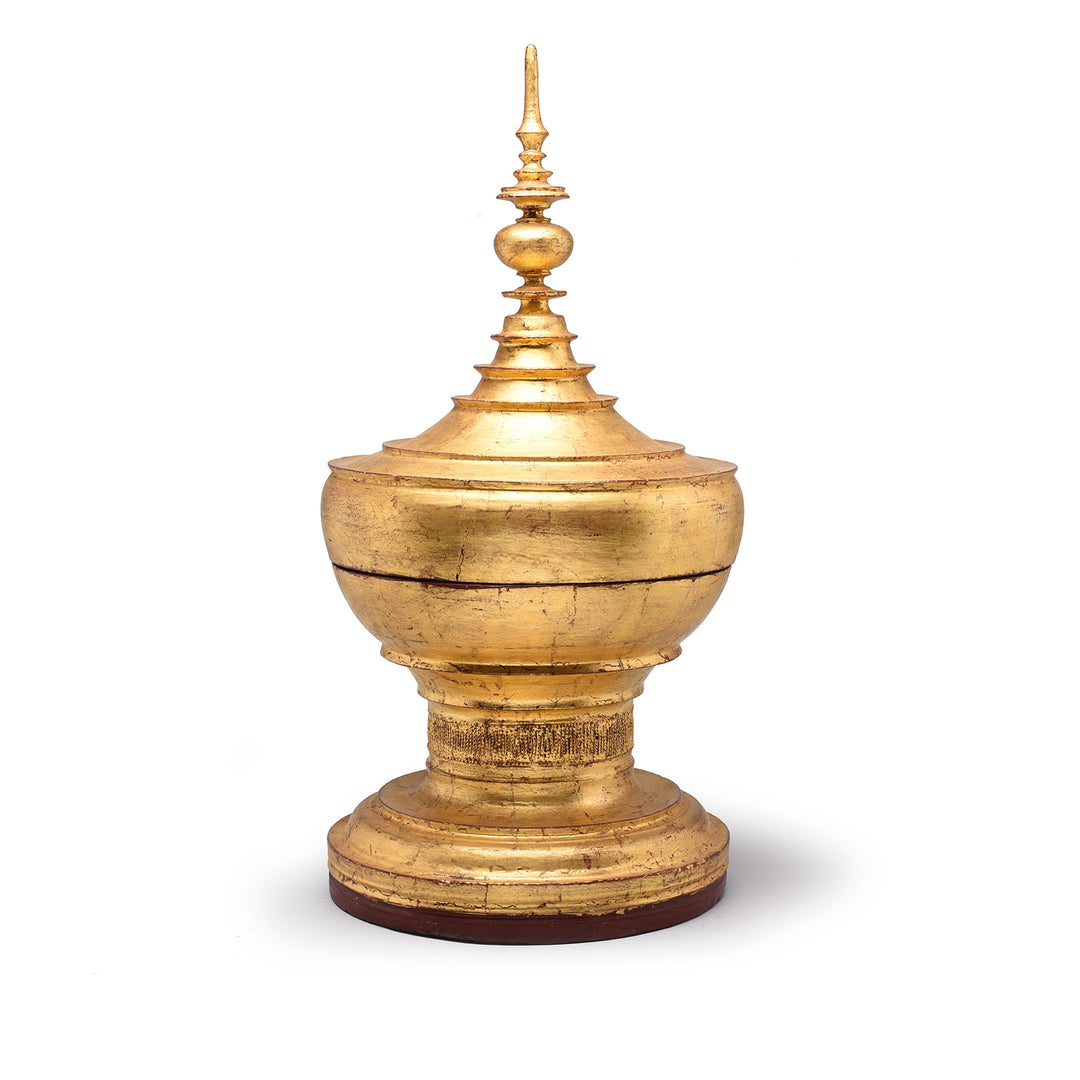 Gilt Wooden Hsun-Ok Bowl on Stand from Burma - Early 20thC | Indigo Antiques