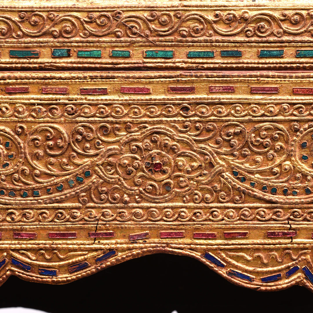 Detail From Antique Gilt Wooden Burmese Manuscript Box - Early 20th Century | Indigo Antiques