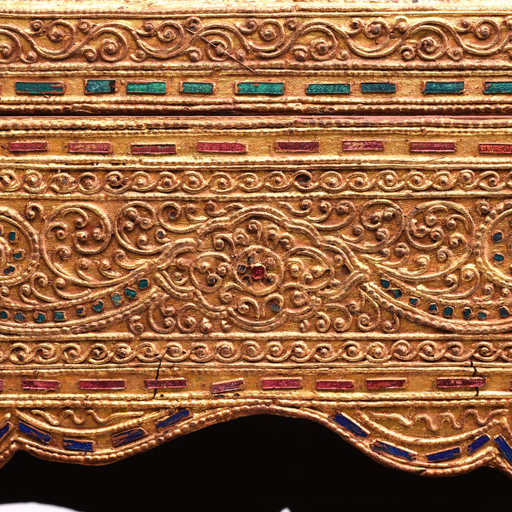 Detail From Antique Gilt Wooden Burmese Manuscript Box - Early 20th Century | Indigo Antiques