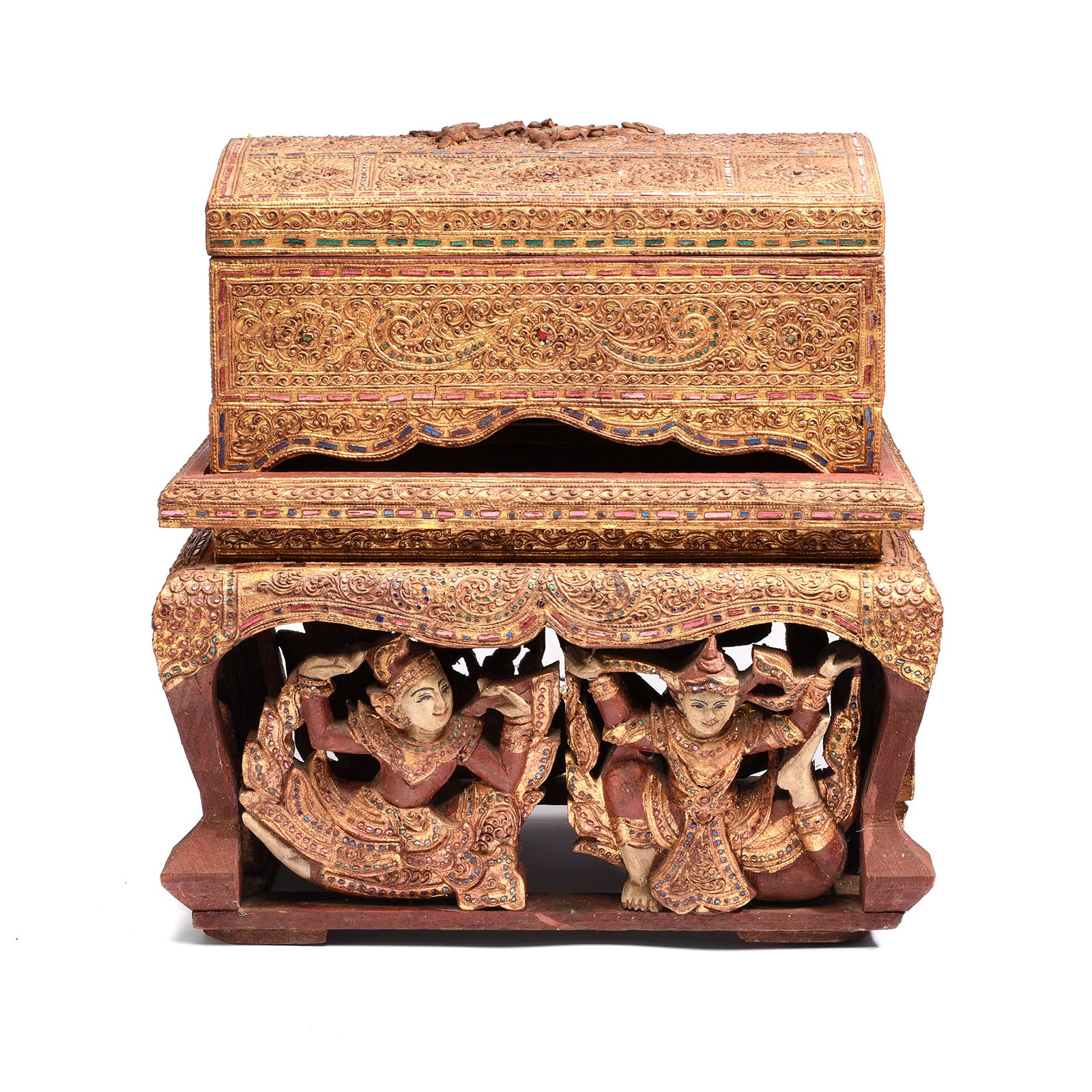 Old Gilt Wooden Burmese Manuscript Box - Sadaik | Indigo Antiques