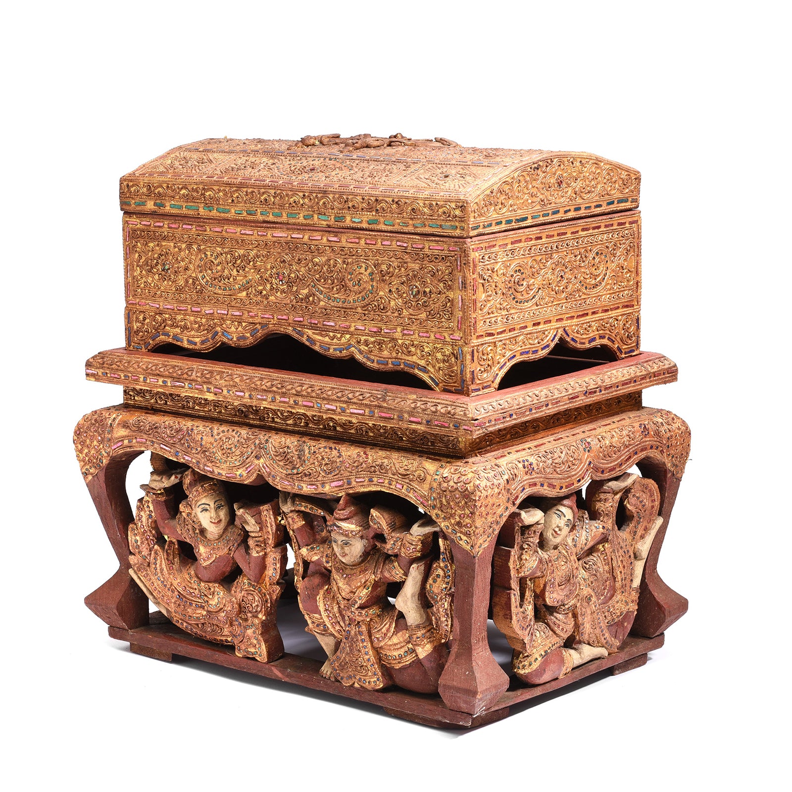 Old Gilt Wooden Burmese Manuscript Box - Sadaik | Indigo Antiques