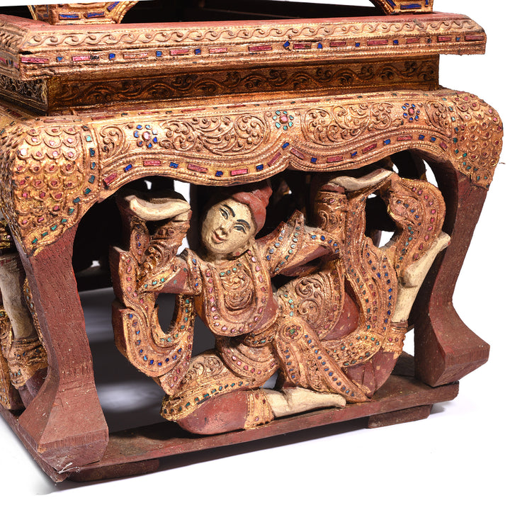 Character Detail From Antique Gilt Wooden Burmese Manuscript Box - Early 20th Century | Indigo Antiques