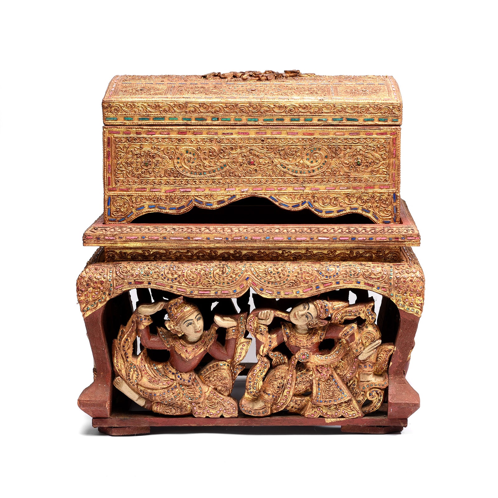 Antique Gilt Wooden Burmese Manuscript Box - Early 20th Century | Indigo Antiques
