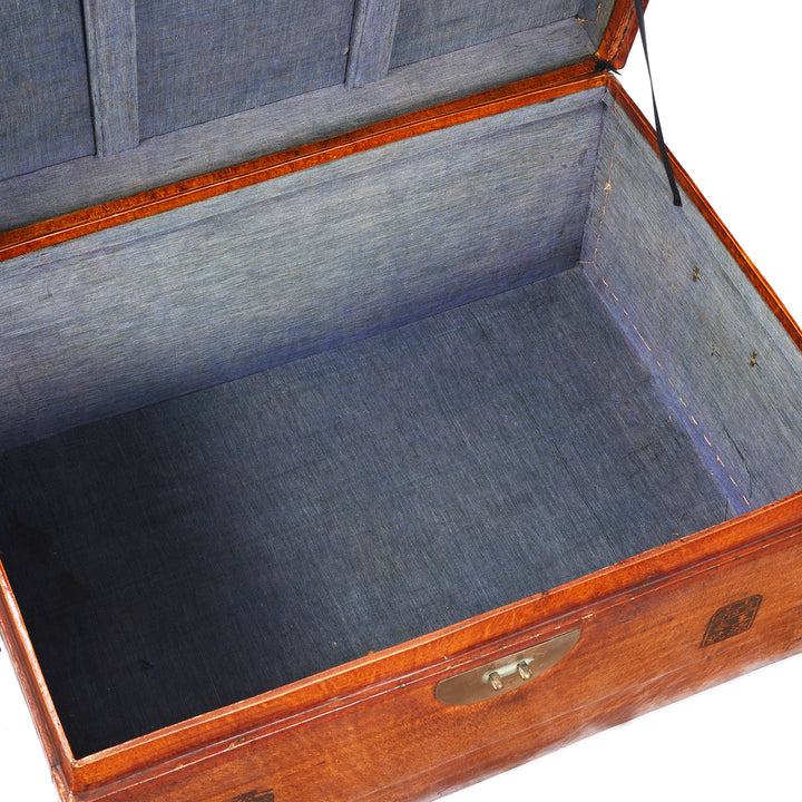 Tan Leather Trunk From Shanghai - 19thC
