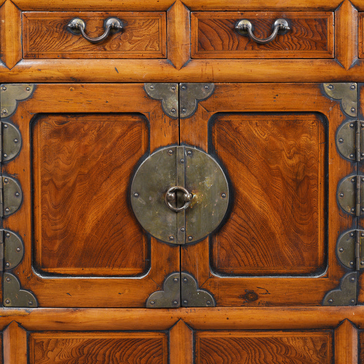 Doors Detail From Burr Elm Korean Morijang Side Cabinet - Early 20thC | Indigo Antiques