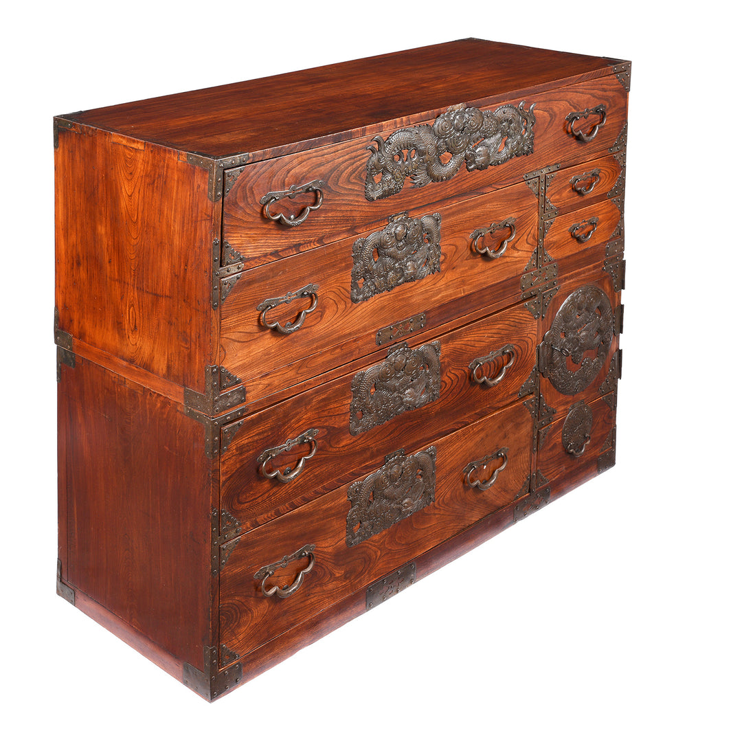 Angled View Of Antique Isho Dansu from Sendai Province - Early 20thC | Indigo Antiques