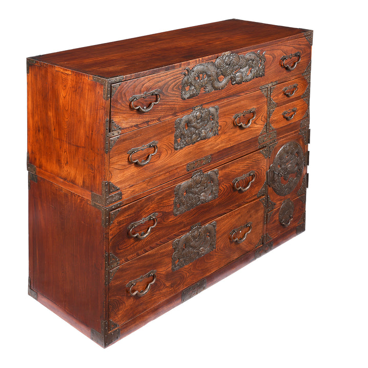 Angled View Of Antique Isho Dansu from Sendai Province - Early 20thC | Indigo Antiques