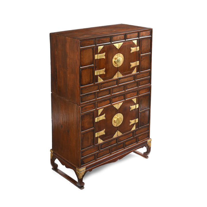 Angled View Of Korean Burr Elm cabinet - 19thC | Indigo Antiques